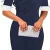 Women's Slim Fit Plaid Floral Printed Half Sleeve Formal Body-con Dress Pencil Dresses SK276