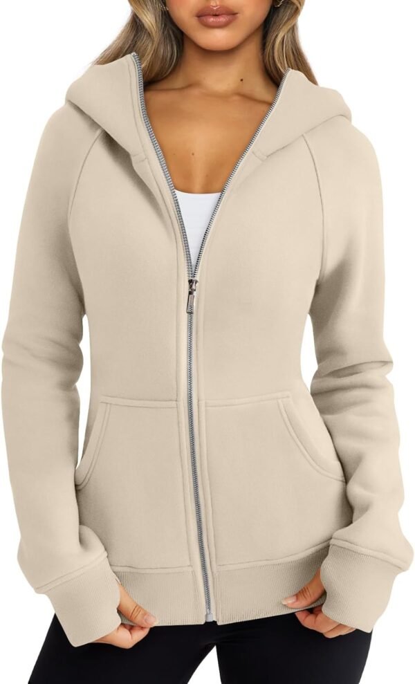 Trendy Queen Womens Zip Up Hoodies Fleece Jackets Sweatshirts Fall Outfits Sweaters With Pockets Winter Y2k Clothes