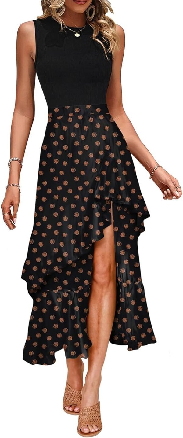 Dokotoo Women's Summer 2024 Maxi Dress Spaghetti Strap Spring Casual Boho Split Beach Long Flowy Dresses Trendy