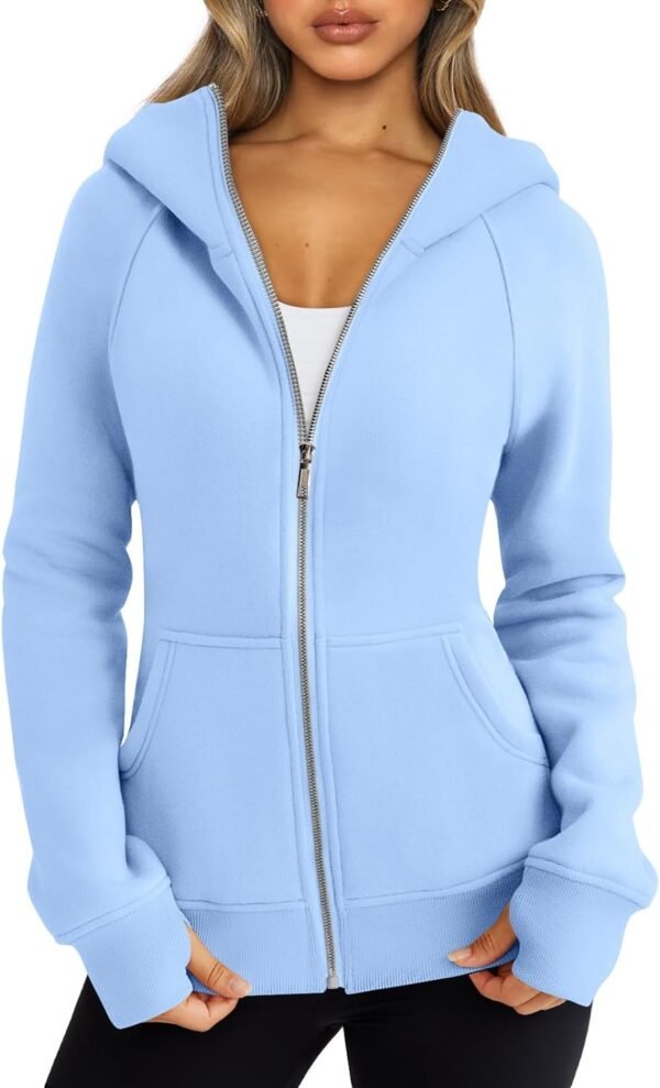 Trendy Queen Womens Zip Up Hoodies Fleece Jackets Sweatshirts Fall Outfits Sweaters With Pockets Winter Y2k Clothes