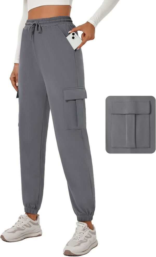 Womens Cargo Pants Stretchy High Waisted Joggers Baggy Casual Drawstring Sweatpants with Pockets Hiking Pant