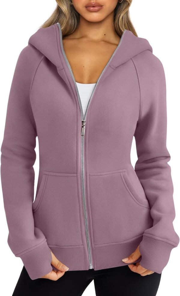 Trendy Queen Womens Zip Up Hoodies Fleece Jackets Sweatshirts Fall Outfits Sweaters With Pockets Winter Y2k Clothes