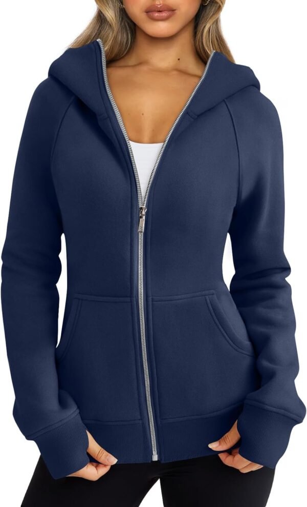 Trendy Queen Womens Zip Up Hoodies Fleece Jackets Sweatshirts Fall Outfits Sweaters With Pockets Winter Y2k Clothes