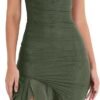 Women's Midi Bodycon Dress Summer Sleeveless Ruffle Mermaid Dress Cocktail Party Tank Dresses for Wedding Guest