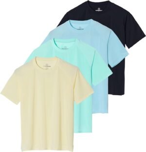 4 Pack: Women's UPF Short Sleeved Active Rashguard & UV Sun Protection Swimsuit Bathing Suit Top (Availabe in Plus Size)