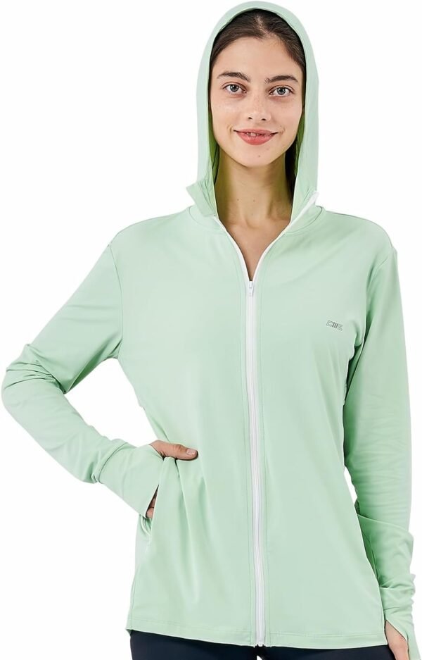 Sun Protection Clothing Women - Long Sleeve Zip Up Hoodie Women for Running, Athletic Hiking Jacket Sun Shirt
