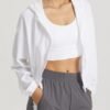 Women's UPF 50+ UV Sun Protection Cropped Jackets Athletic Running Workout Shirts Zip Up Hoodie Outdoor Jackets