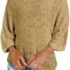 Womens 2024 Cute Spring Summer Color Block Striped Lightweight Comfy Cable Knit Beach Boho Clothes Pullover Sweaters