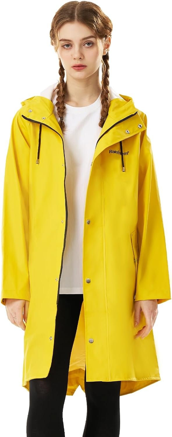 Raincoat for Women Waterproof Rain Jackets with Hooded Hiking Coat Outdoor Lightweight Windbreaker Hood Trench Coat