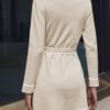 Pink Queen Women's V Neck Long Sleeve Mini Dress Elegant Button Down Open Front Color Block Knit Sweater Cardiagns with Belt