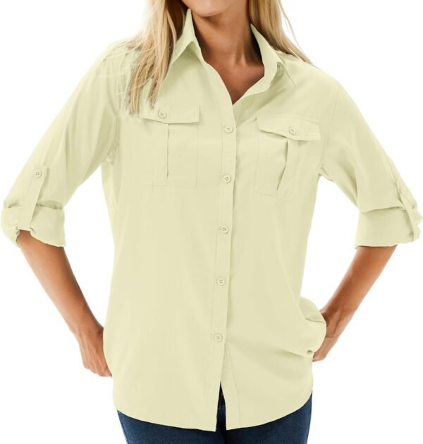 Women's UPF 50 Long Sleeve UV Sun Protection Safari Shirts Outdoor Quick Dry Fishing Hiking Travel Shirts