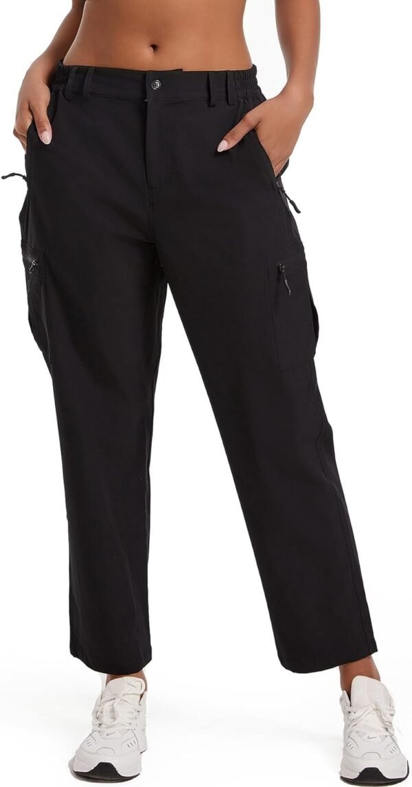 Women's Hiking Cargo Pants Lightweight Water Resistant Quick Dry Outdoor Athletic Pants with 4 Zipper Pockets