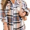 Trendy Queen Womens Flannel Shacket Jacket Casual Plaid Button Down Long Sleeve Shirt Fall Clothes Outfits