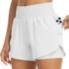 Womens High Waist Running Shorts Athletic Workout Quick Dry Shorts for Women with Pockets Gym Yoga White Summer Shorts