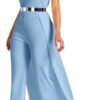VERWIN Patchwork Overlay Embellished Plain Women's Jumpsuit High-Waist Woman Romper