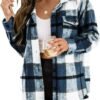 Trendy Queen Womens Flannel Shacket Jacket Casual Plaid Button Down Long Sleeve Shirt Fall Clothes Outfits