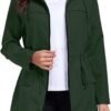 Women Waterproof Raincoat Lightweight Packable Active Outdoor Long Hooded Rain Jacket