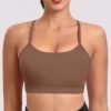 Spaghetti Strap Padded Sports Bras for Women - Y Back Yoga Workout Tops (3 Pack)