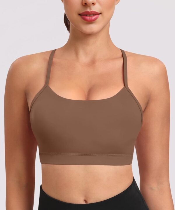 Spaghetti Strap Padded Sports Bras for Women - Y Back Yoga Workout Tops (3 Pack)