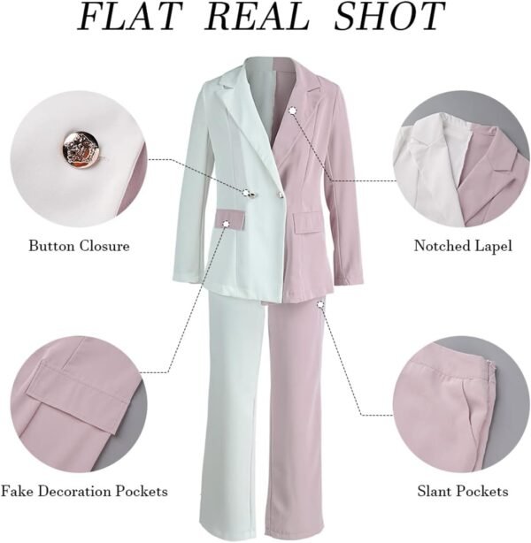 Women's Casual Outfits Lightweight Blazer Jacket and Wide Leg Pants Suit Set