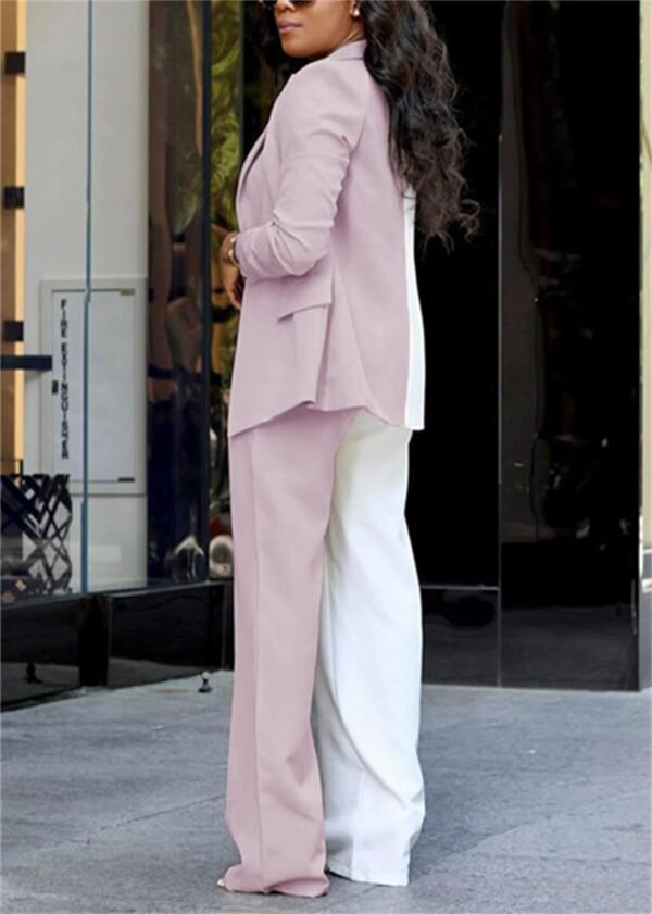 Women's Casual Outfits Lightweight Blazer Jacket and Wide Leg Pants Suit Set