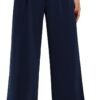 Libin Women's Wide Leg Pants High Waisted Work Dress Pants Loose Fit Back Elastic Waist Business Casual Trousers Office