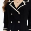Blue Mini Sweater Dress for Women, Button up 3/4 Sleeve Knit Dresses for Teacher Work Business