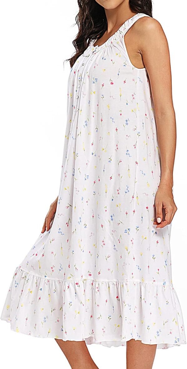 Cotton Nightgown for Women Sleeveless Loungewear Comfy Soft Sleepwear Long Sleepdress Loose Full Length Nightdress