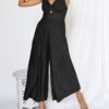 ANRABESS Women's Summer Wide Leg Linen Jumpsuits Dressy V Neck Sleeveless Casual Pants Rompers 2024 Vacation Beach Outfits