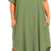 Womens Plus Size Nightgowns Sleepwear Short Sleeve Sleep Dress Maxi Night Gowns with Pockets