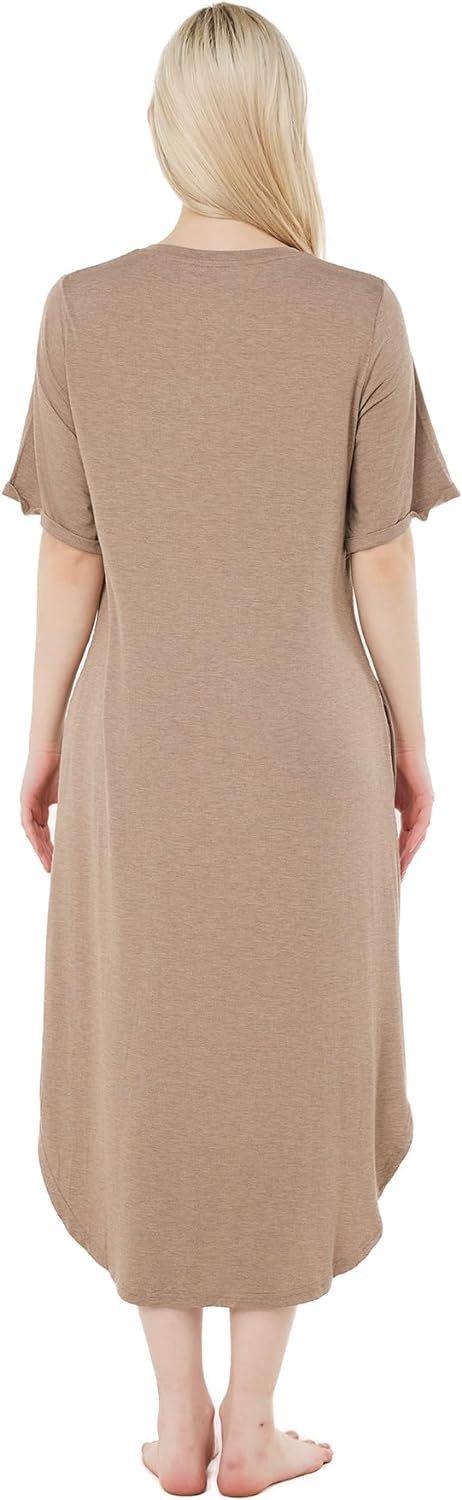 loungewear Womens Nightgown pajamas Bamboo Viscose Super Soft Short Sleeve sleepwear Nightdress Outdoor Wearable