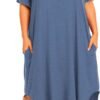 Womens Plus Size Nightgowns Sleepwear Short Sleeve Sleep Dress Maxi Night Gowns with Pockets