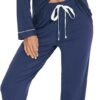 Pajamas Set Long Sleeve Womens Button Down Sleepwear Two Piece Nightwear Soft Pj Lounge Sets S-XXL