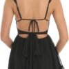 Women Graduation Dress Spaghetti Straps Sleeveless Short Dresses Y2k Low Cut Bodycon Going Out A-Line Mini Dress