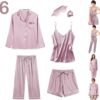 6Pcs Womens Silk Satin Pajama Sets Pj Sets Long Pjs Set Pajamas Sleepwear Camisole Sexy Cami
