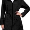 Women Waterproof Raincoat Lightweight Packable Active Outdoor Long Hooded Rain Jacket