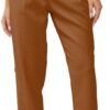 Women's High Waisted Business Trousers Straight Leg Pleated Office Slacks Pants