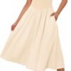 Women Off Shoulder Midi Dress Strapless Sleeveless Drop-Waist A Line Tube Dress Trendy Summer Swing Patchwork Dress
