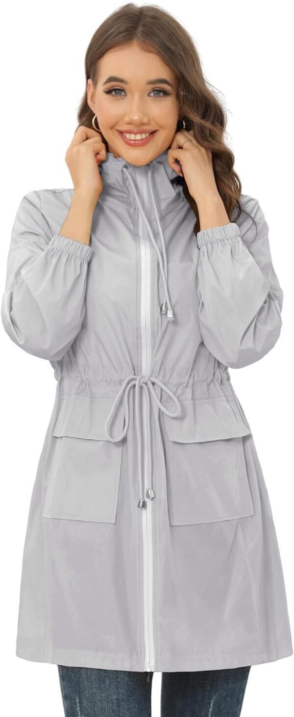Rain Jacket for Women Waterproof with Hood Active Outdoor Long Rain Coats Packable Raincoat Lightweight Windbreaker