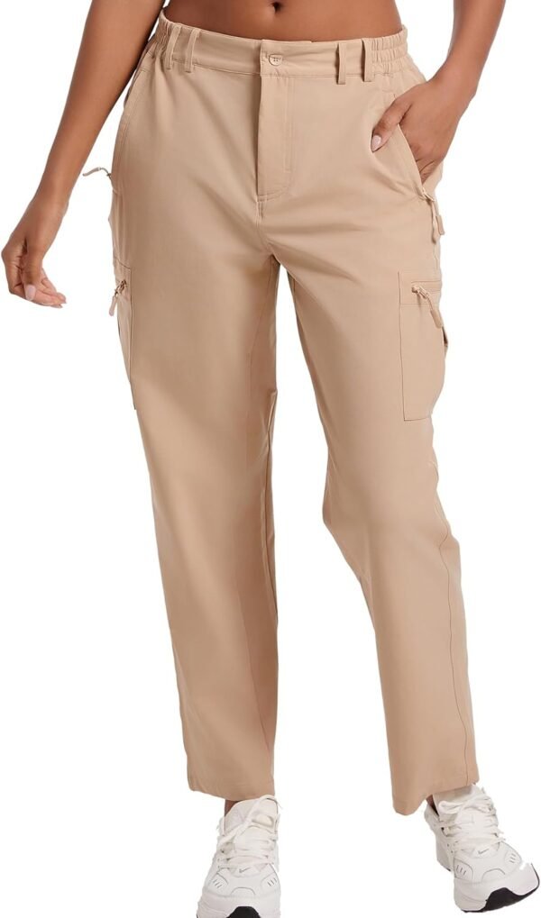 Women's Hiking Cargo Pants Lightweight Water Resistant Quick Dry Outdoor Athletic Pants with 4 Zipper Pockets