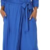 Womens Soft Long Kimono Robes Lightweight Full Length Knit Bathrobe With Pockets Ladies Casual Dressing Gown