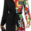 Womens Button Down Shirt Dresses with Belt Button Up Tunics Long Sleeve Blouse Tops