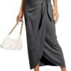 Women’s Maxi Skirt High Waist Wrap Pencil Long Skirts for Women Slim Boho Draped Front Bodycon Dresses