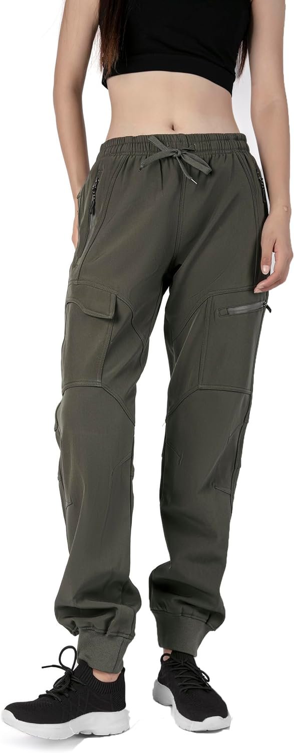 61fh_8YBuiL._AC_SL1500.jpg Women's Athletic Hiking Cargo Joggers Pants Outdoor Workout Lightweight Quick Dry UPF 50 Zipper Pockets