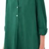 Women's Tunic Mini Shirt Dress Cotton Long Sleeve Ruffle Hem Dress Button Up Shift Chambray Dresses