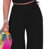 2 Piece Outfits for Women Casual Wide Leg Pants Set Outfits Sexy Front Crop Tops High Waist Jumpsuits Set