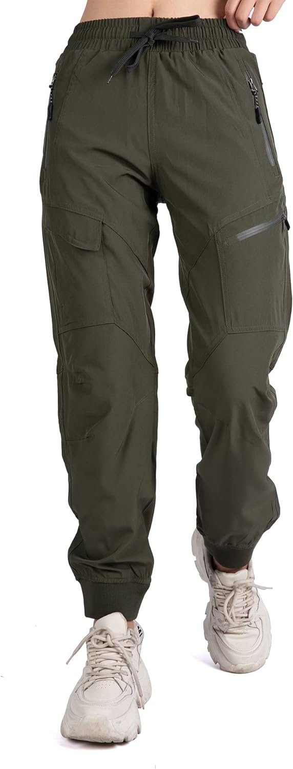 61gMOxbfeeL._AC_SL1500.jpg Women's Athletic Hiking Cargo Joggers Pants Outdoor Workout Lightweight Quick Dry UPF 50 Zipper Pockets