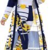 Womens Floral Print Long Sleeve Cardigan Cover up Long Pants 2 Piece Outfits Set