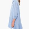 Women's Tunic Mini Shirt Dress Cotton Long Sleeve Ruffle Hem Dress Button Up Shift Chambray Dresses