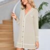 Pink Queen Women's V Neck Long Sleeve Mini Dress Elegant Button Down Open Front Color Block Knit Sweater Cardiagns with Belt